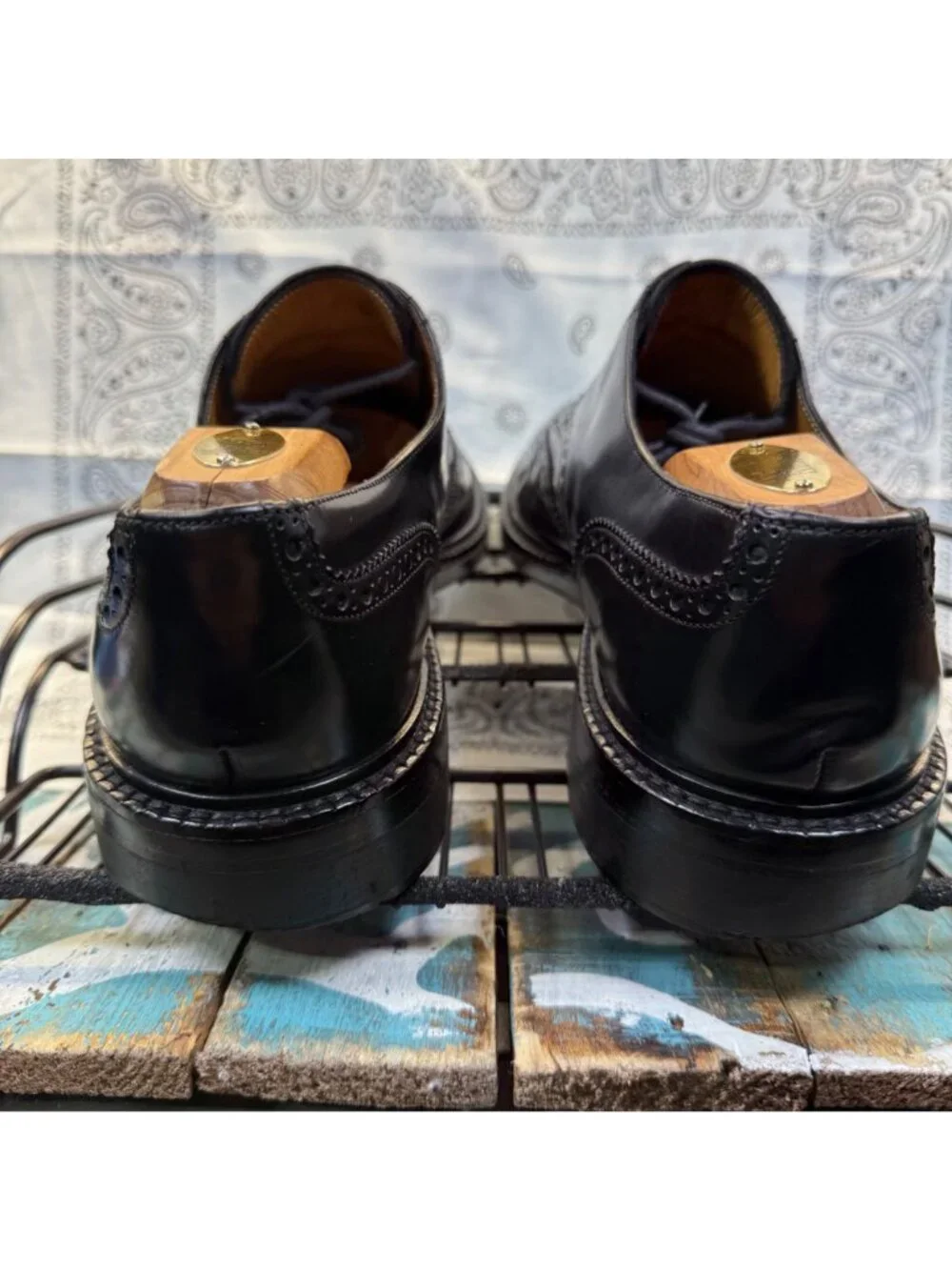J Crew Italian Leather Wingtip Oxford Black Dress Shoes Size 11Made in Italy